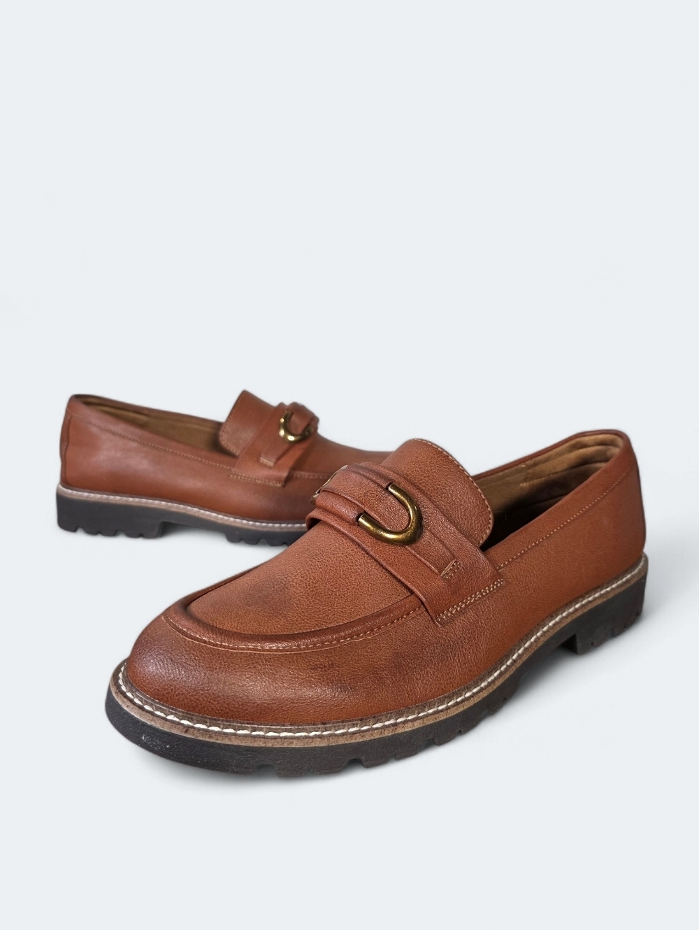 EuroSoft Lola Bit Loafer – Brown Lug Sole Slip-On Shoes Size 10
